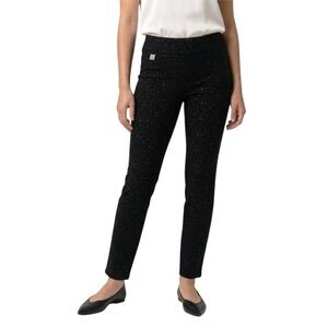 Joseph Ribkoff Black Metallic Dash Slim Pull‎ On Pants Size 8 Made in Canada